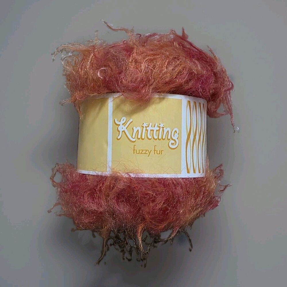 DGI Knitting Fuzzy Fur Yarn Orange Skein NEW Crafting Knitting Crochet 65y 12gr